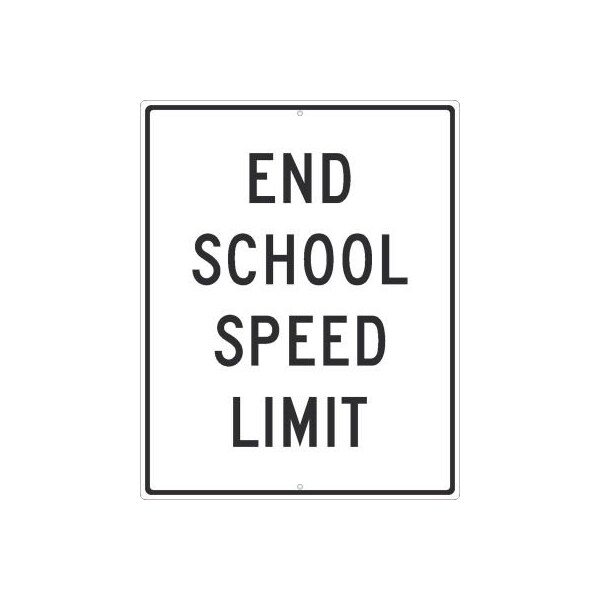 National Marker Co NMC Traffic Sign, End School Speed Limit, 30in X 24in, White TM601J Zoro